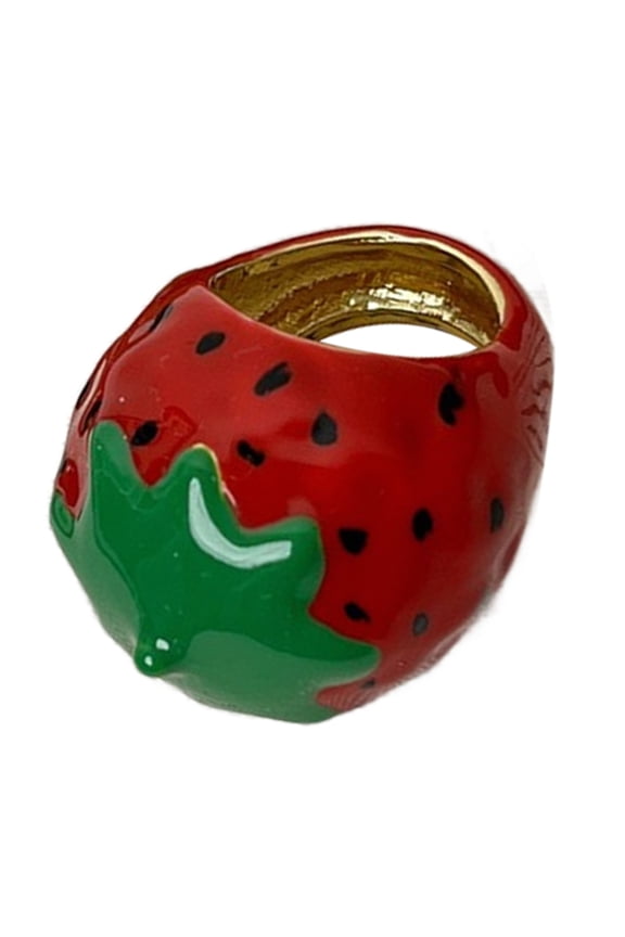 Distinctive Strawberry/Fruit Rings Unique Jewelry Lightweight Fashion Rings Stylish Finger Accessories for Everyday Wear