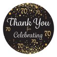 thumbnail image 1 of Distinctivs Black and Gold 70th Birthday Thank You Stickers, 40 Party Favor Labels, 1 of 7