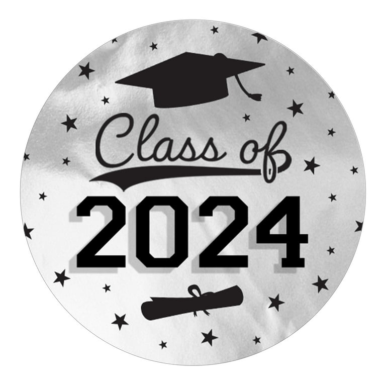 Distinctivs Black and White Graduation Class of 2024 Party Favor Stickers,  40 Labels 