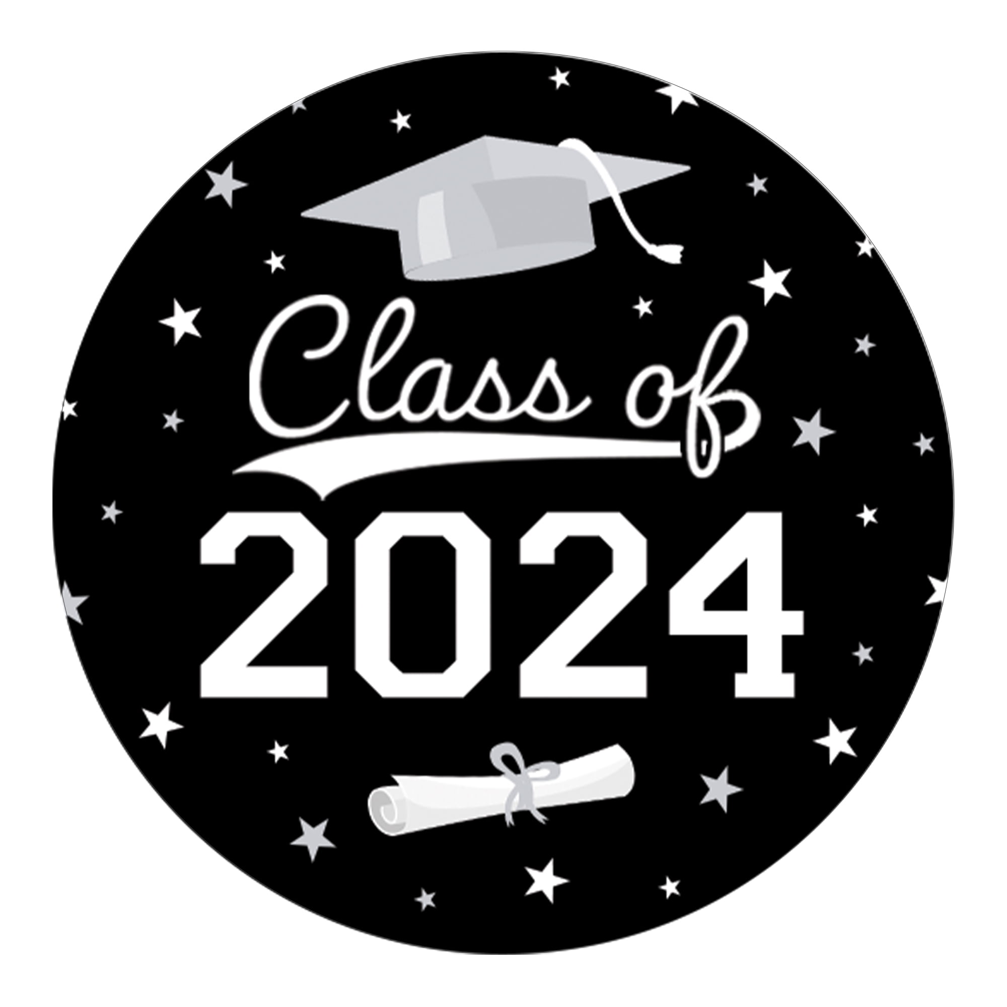 Distinctivs Black and White Graduation Class of 2024 Party Favor Stickers,  40 Labels 