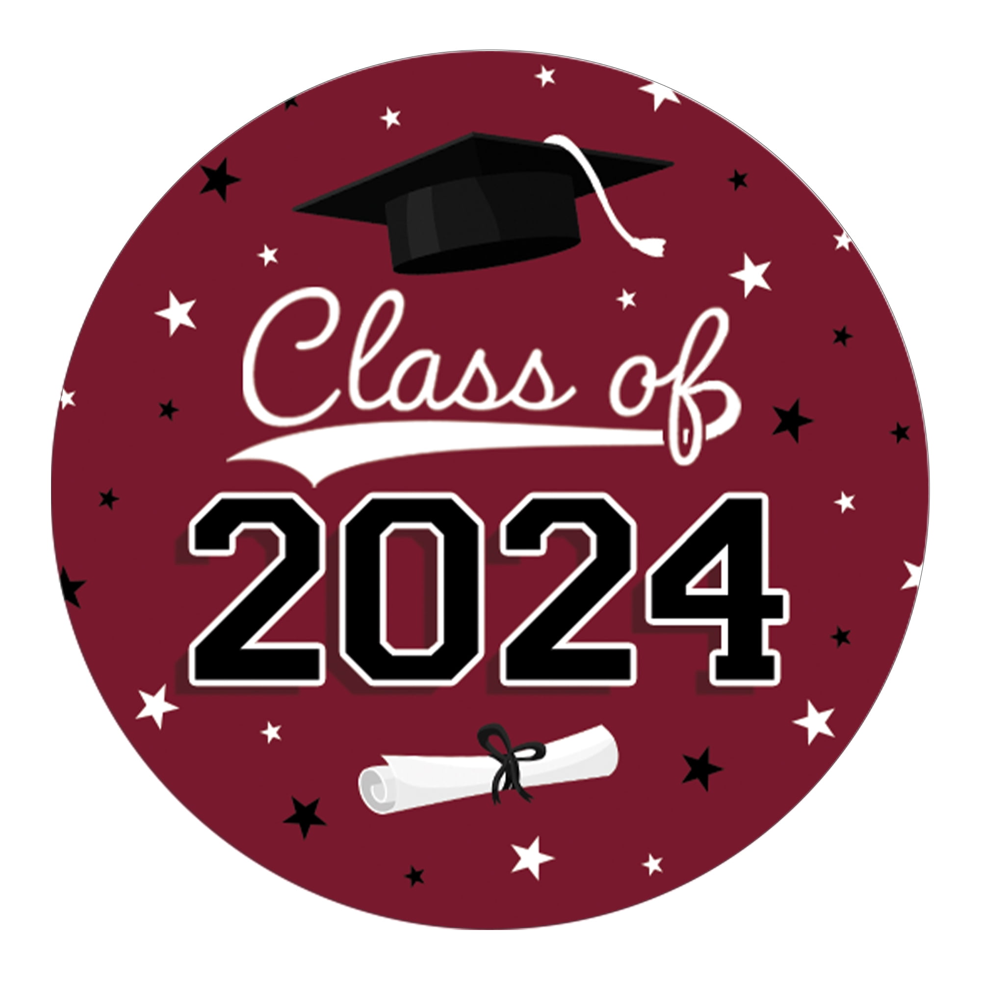 Distinctivs Maroon Graduation Class of 2024 Party Favor Stickers, 40