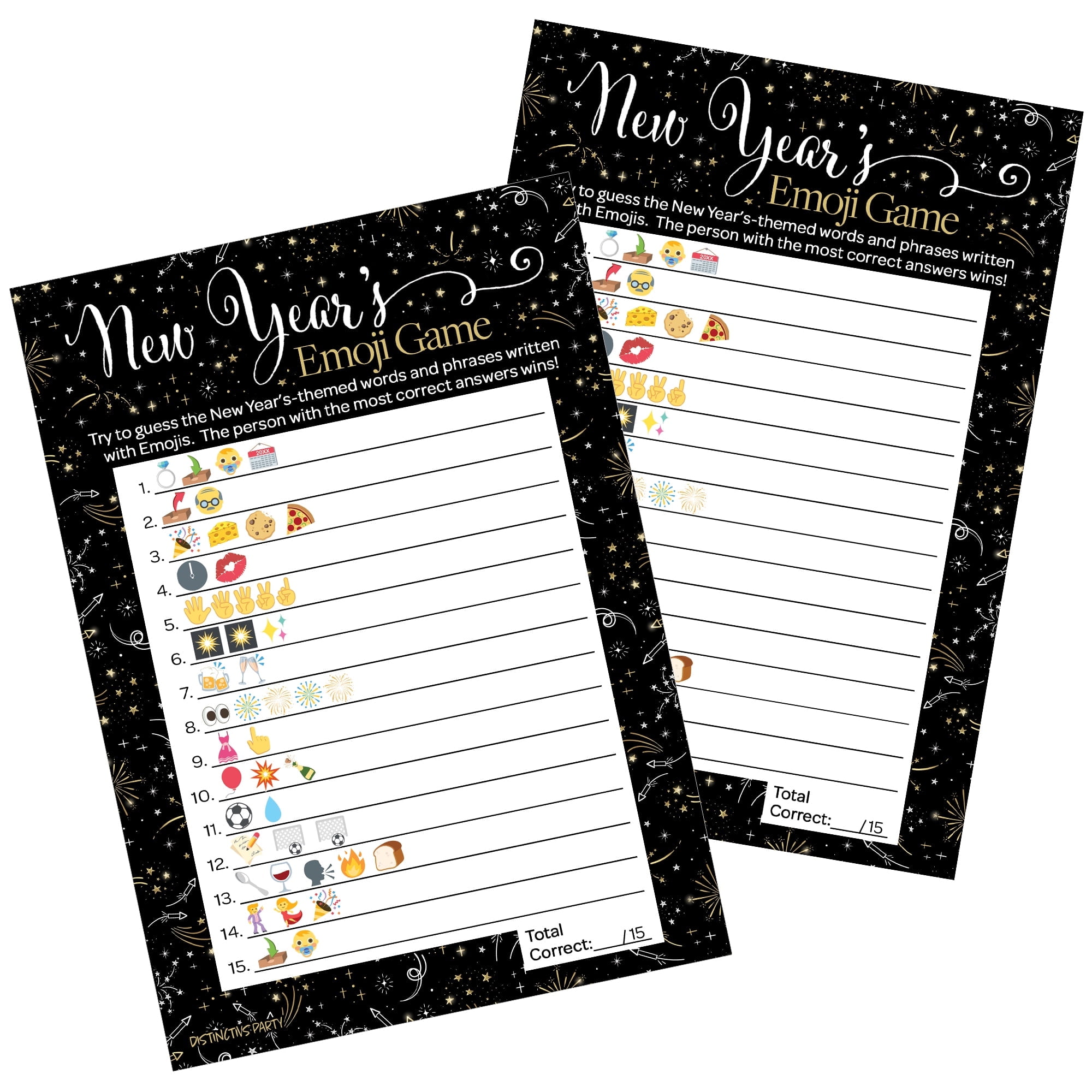 Distinctivs New Year's Eve Emoji Party Game, 25 Game Cards