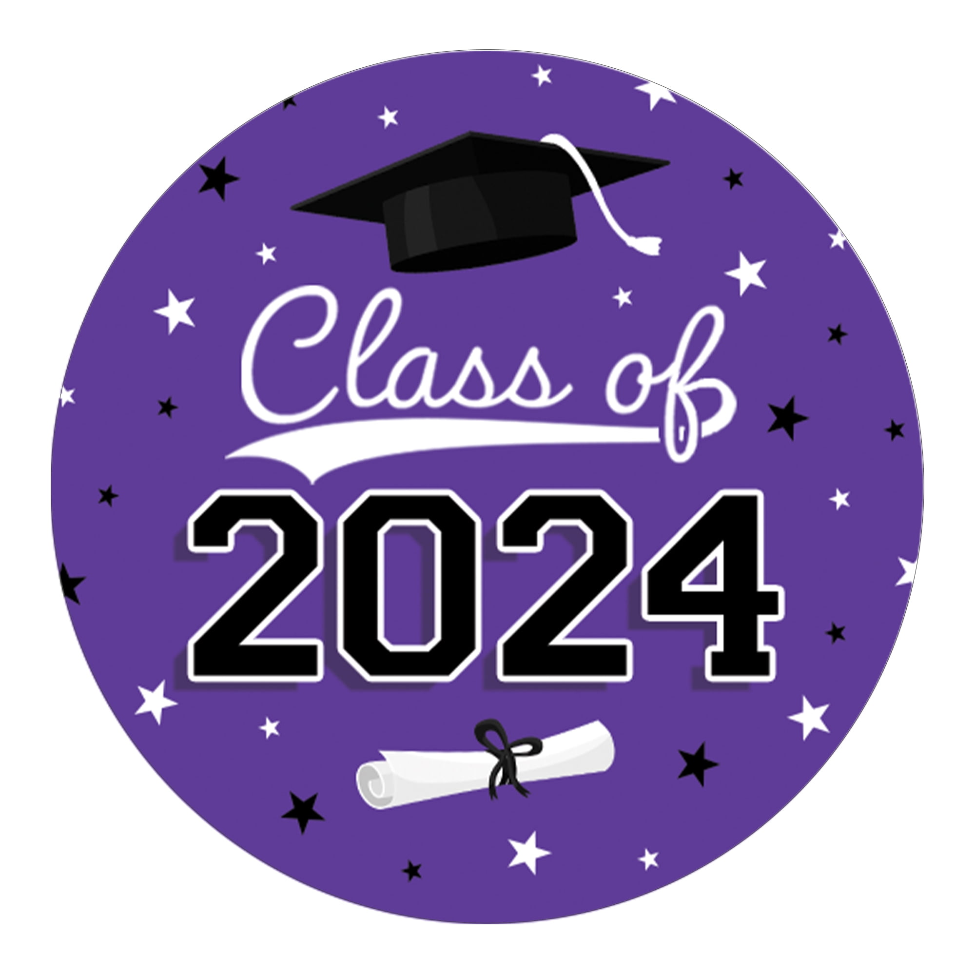 Distinctivs Purple Graduation Class of 2024 Stickers, 40 Labels