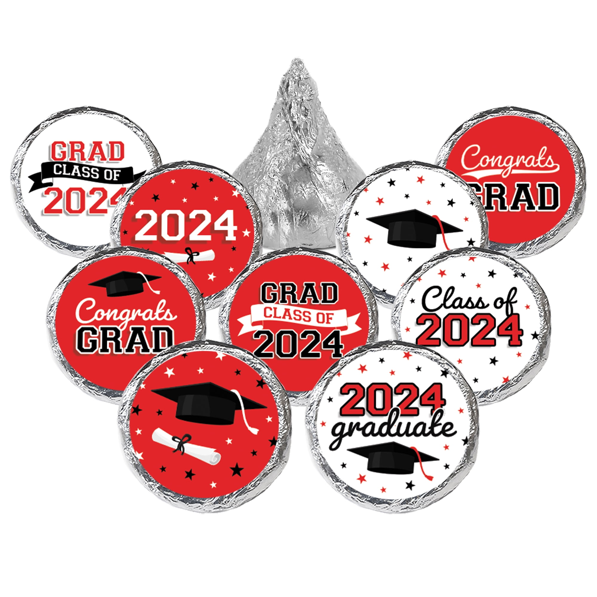 Distinctivs Red Graduation Class of 2024 Party Favor Stickers, 180
