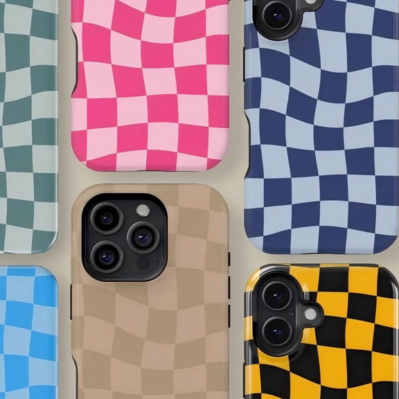 Distorted Checkerboard Custom Color Case for iPhone Samsung Trippy Wavy