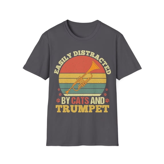 Distracted By Cats And Trumpets Player Musician Music Expert TShirt