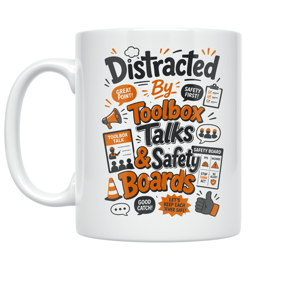 Distracted By Toolbox Talks & Safety Boards - Safety Coordinator - 11 oz Ceramic Coffee Mug