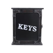 Distress European Style Wooden Key Box Wall Mounted Ketters Printed Hanging Case Key Holder Key Organizer (Black)