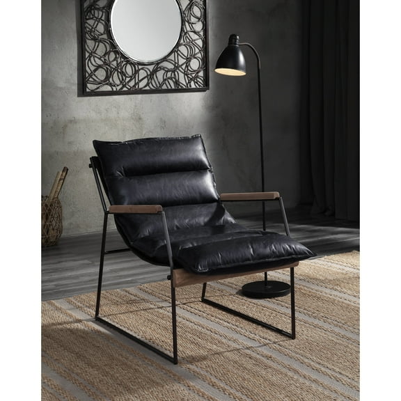 Distress Leather Chair For Home Use - Stable Sled Living Space Base Support