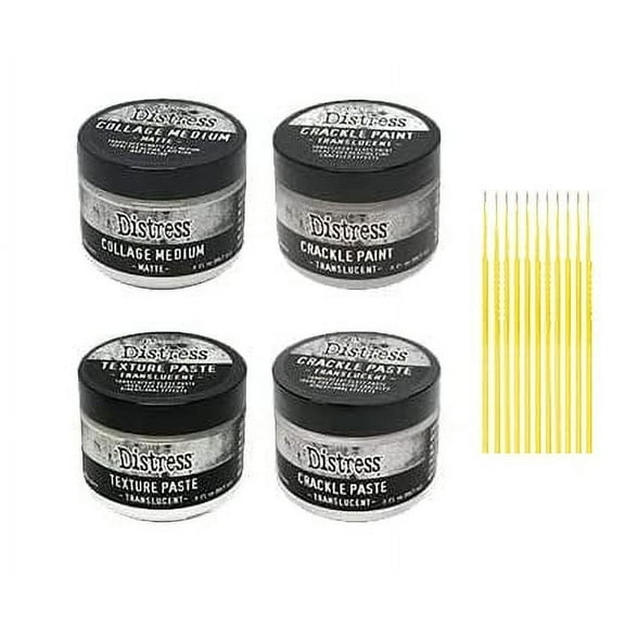 Distress Paint & Paste Medium Bundle - Translucent Crackle Paint, Crackle Paste, Texture Paste & Matte Collage Medium