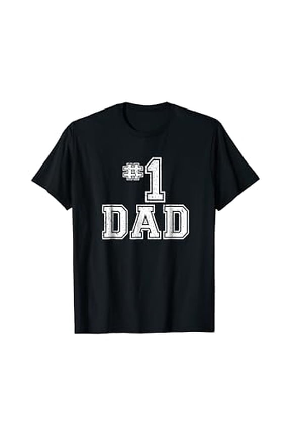 Distressed #1 Dad Number One Father's Day Vintage Style T-Shirt - Best Dad Gift