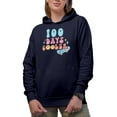 thumbnail image 1 of Distressed 100 Days Cooler, Retro School Art Merch Gift, Navy Blue Hooded Sweatshirt or Hoodie, Medium, 1 of 5