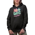 thumbnail image 1 of Distressed 100 Days of School, Retro Smiling Flowers Art Merch Gift, Black Hooded Sweatshirt or Hoodie, Small, 1 of 5