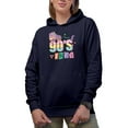 thumbnail image 1 of Distressed 90s Vibes, Retro Roller Skaters Art Merch Gift, Navy Blue Hooded Sweatshirt or Hoodie, XL, 1 of 5