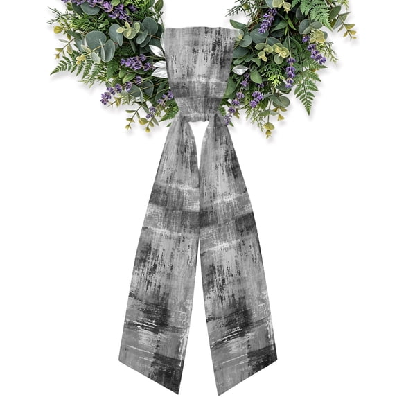 Distressed Abstract Wreath Sash for Front Door, Minimalist Gray White ...