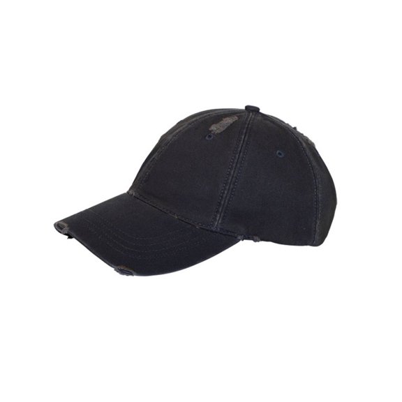 Distressed Adjustable Hook and Loop Closure Adventure Hat- Navy
