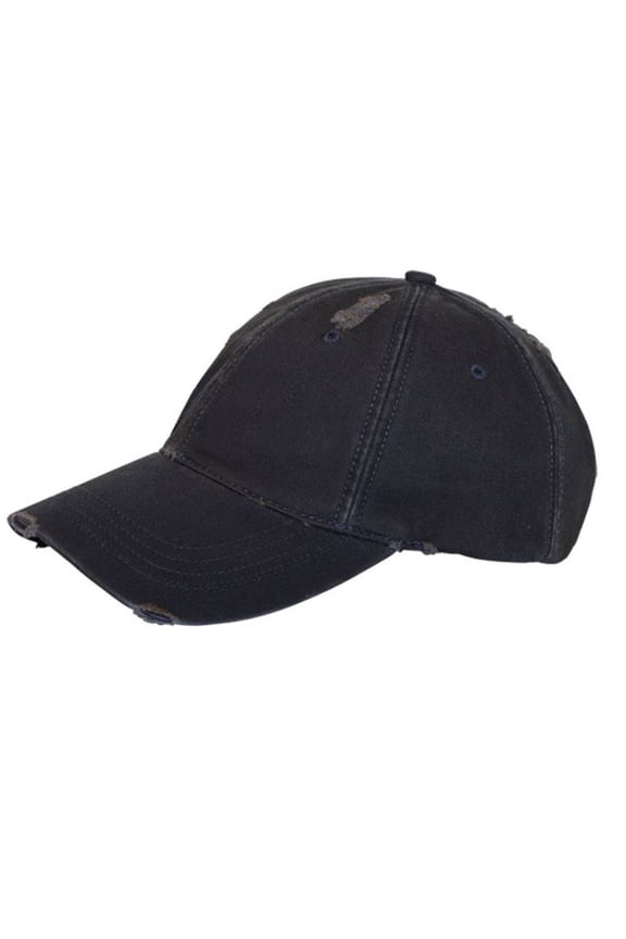 Distressed Adjustable Hook and Loop Closure Adventure Hat- Navy