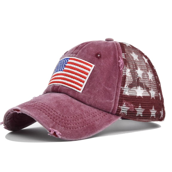 Supbessel Distressed Adjustable Patriotic Sun Hat Embroidered Fun Design 4th of July Independence Day Commemorative Cap Casual Headwear for Men Women