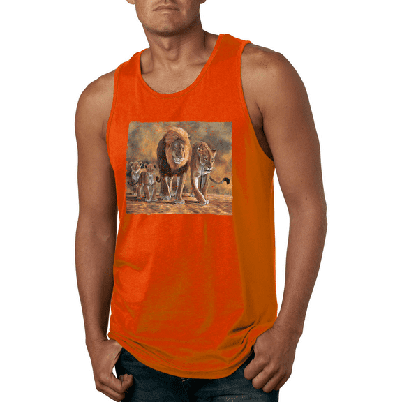 Distressed African Lion Family Desert Animal Lover Graphic Tank Top