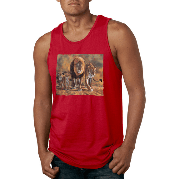 Distressed African Lion Family Desert Animal Lover Graphic Tank Top