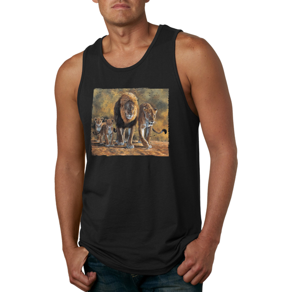Distressed African Lion Family Desert Animal Lover Graphic Tank Top