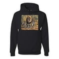 thumbnail image 1 of Distressed African Lion Family Desert Fashion Graphic Hoodie Sweatshirt, Black, Small, 1 of 1