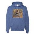 thumbnail image 1 of Distressed African Lion Family Desert Fashion Graphic Hoodie Sweatshirt, Vintage Heather Blue, Medium, 1 of 1