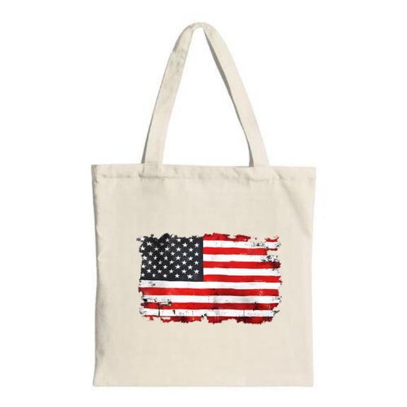 Distressed American Flag Canvas Tote Bag - Stylish Functional and Perfect for Shopping Travel and Parties