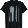 thumbnail image 1 of Distressed American Flag Fishing Rod Graphic Tee Shirt for Men Fisherman, 1 of 6