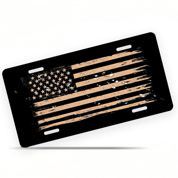 Distressed American Flag Funny Personalized License Plate Rust-proof Stainless Steel Metal License Plate Suitable For Men And Women 12.2" x 6.2"