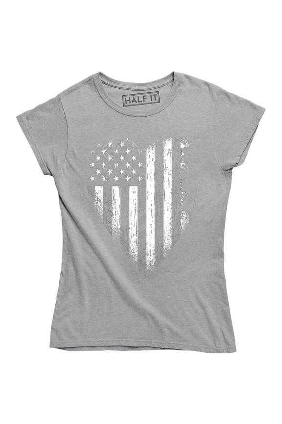 Distressed American Flag Heart Women's 4th of July USA Flag T-Shirt