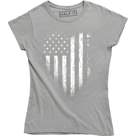 Distressed American Flag Heart Women's 4th of July USA Flag T-Shirt