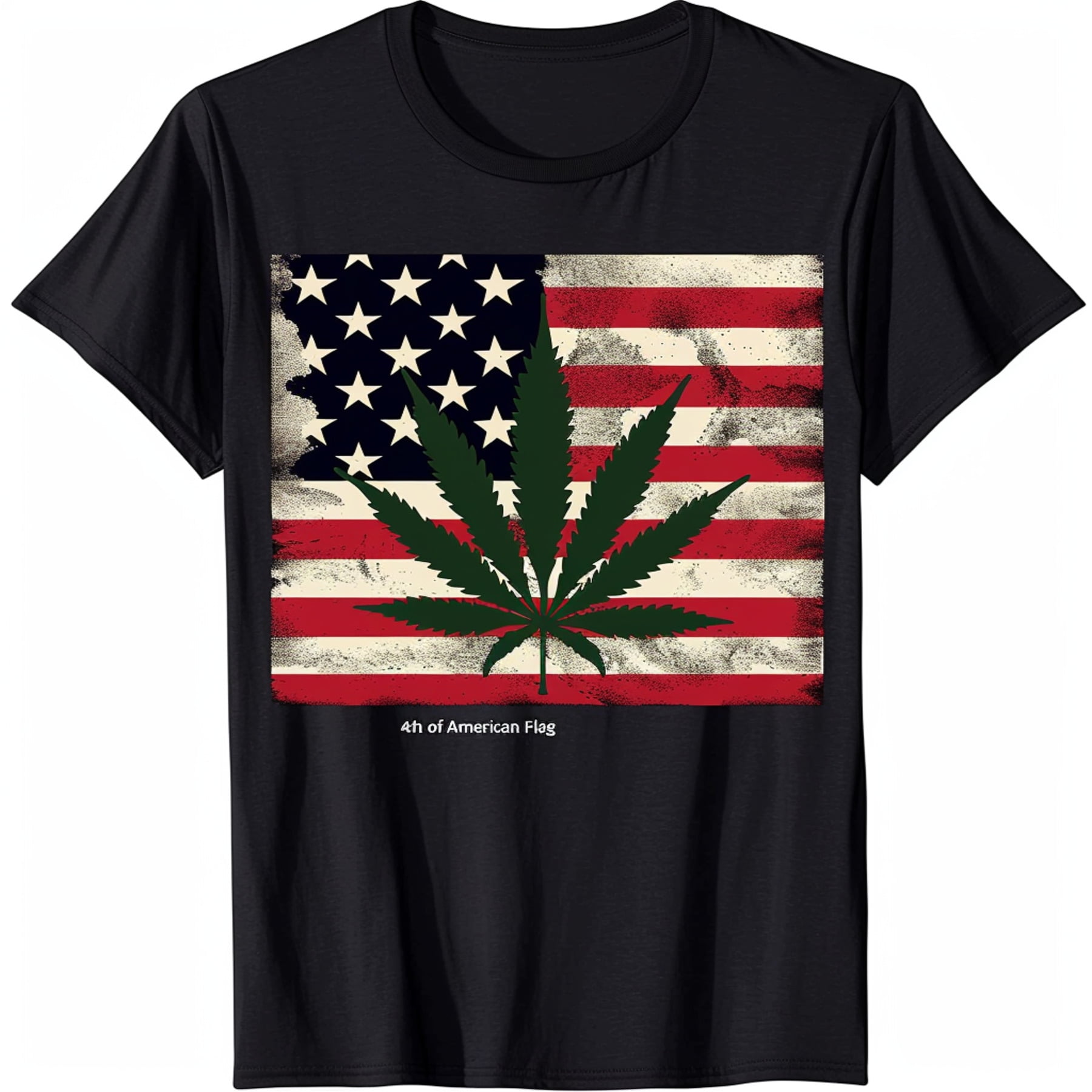 Distressed American Flag Marijuana Leaf Graphic Black TShirt Perfect ...