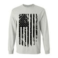 thumbnail image 1 of Distressed American Flag Patriotic USA Flag Sleeve Long Sleeve T-shirt Graphic Tee-Ash-medium, 1 of 4