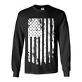 thumbnail image 1 of Distressed American Flag Patriotic USA Flag Sleeve Long Sleeve T-shirt Graphic Tee-Black-xl, 1 of 4