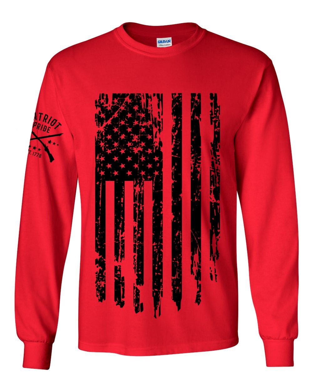 Distressed American Flag Patriotic USA Flag Sleeve Long Sleeve T-shirt  Graphic Tee-Military-xxxl - Walmart.com