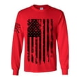 thumbnail image 1 of Distressed American Flag Patriotic USA Flag Sleeve Long Sleeve T-shirt Graphic Tee-Royal-small, 1 of 4