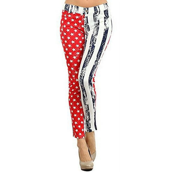 Distressed American Flag Rockstar Design Leggings Pants (Small / Medium)