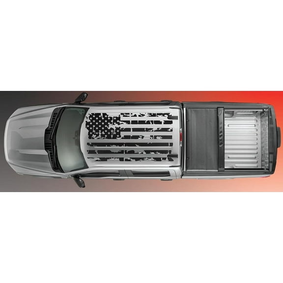 Distressed American Flag Rooftop Vinyl Decal Compatible with and Fits Dodge RAM 1500 2019-2021