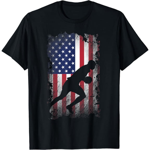 Distressed American Flag Rugby USA Patriotic Gift T-Shirt
