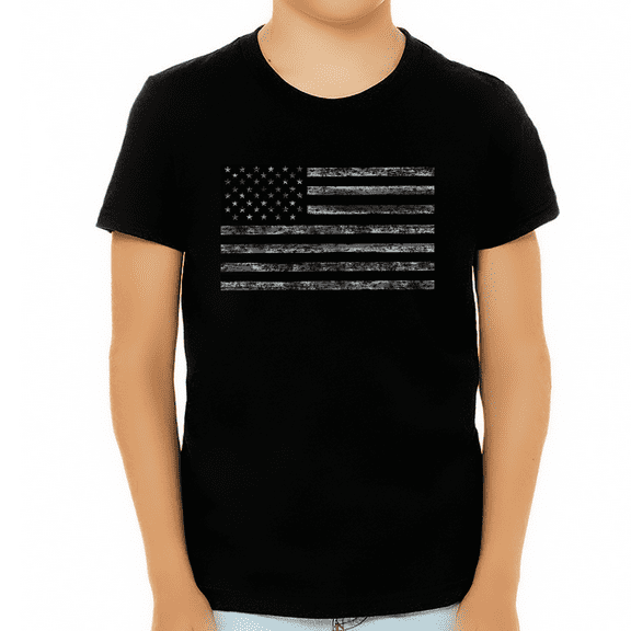 Distressed American Flag Shirt for Boys Black Flag 4th of July Shirts for Boys USA Patriotic Shirts