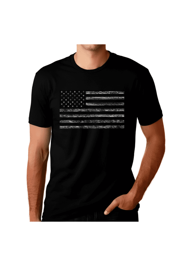 Distressed American Flag Shirt for Men Black Flag 4th of July Shirts for Men USA Patriotic Shirts