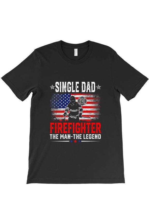 Distressed American Flag Single Dad Firefighter The Legend Premium G22175 Unisex T-Shirt, Up to Size 5XL
