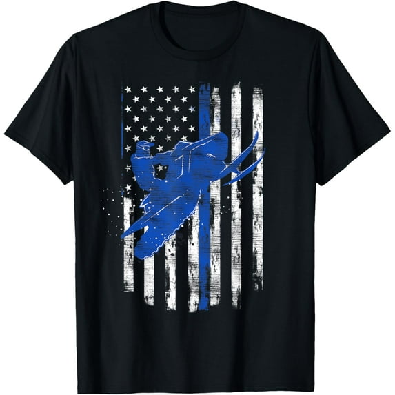 Distressed American Flag Snowmobile Vintage Riding T-Shirt