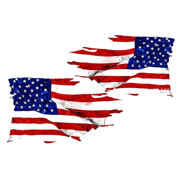 Distressed American Flag Stickers, Tattered USA Flag Decals for 250th Independence Day, Patriotic Vinyl Decal for Car Window Truck Laptop, Waterproof Outdoor Decor (1 Pack, 5.8 x 3.3 inch)