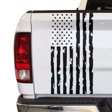 Distressed American Flag Truck Tailgate Vinyl Decal Compatible with Most Pickup Trucks USA Sticker Pickup Truck - Car Sticker Rear Graphic (11" x 25", Black)