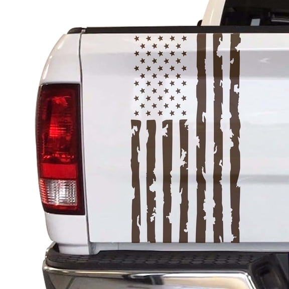 Distressed American Flag Truck Tailgate Vinyl Decal Compatible with Most Pickup Trucks USA Sticker Pickup Truck - Car Sticker Rear Graphic (11" x 25", Brown)