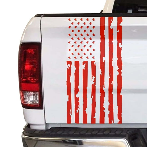 Distressed American Flag Truck Tailgate Vinyl Decal Compatible with Most Pickup Trucks USA Sticker Pickup Truck - Car Sticker Rear Graphic (11" x 25", Light Red)