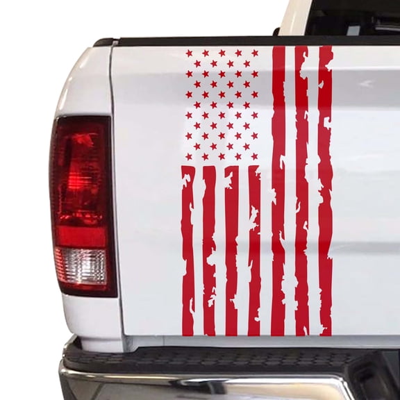 Distressed American Flag Truck Tailgate Vinyl Decal Compatible with Most Pickup Trucks USA Sticker Pickup Truck - Car Sticker Rear Graphic (11" x 25", Red)