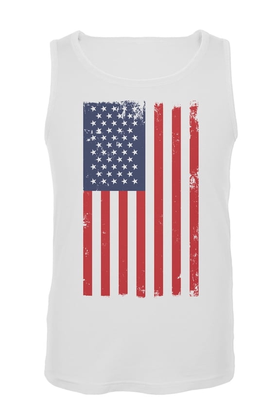 Distressed American Flag White Tank Top